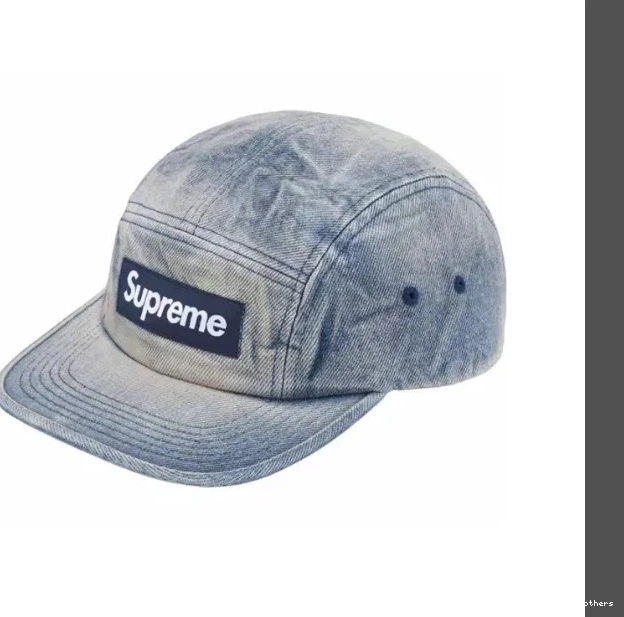 Washed Chino Button Hat Washed Blue Cowboy Leather Baseball Pattern Serpentine 24SS 0514